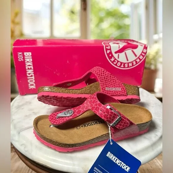 NEW • Birkenstock • Gizeh Magic Snake Pink Slip-on Sandals EU 30