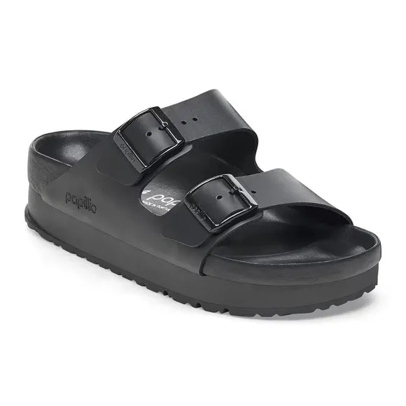 NEW Birkenstock Women's Arizona Flex Platform Black Leather Papilio Sandals 37