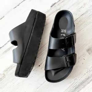 NEW Birkenstock Women's Arizona Flex Platform Black Leather Papilio Sandals 37