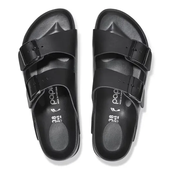 NEW Birkenstock Women's Arizona Flex Platform Black Leather Papilio Sandals 37