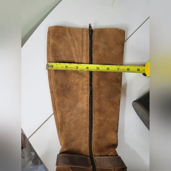 NEW BOC soft Leather &amp; suede harnessed boots w block heels &amp; zipper.👀