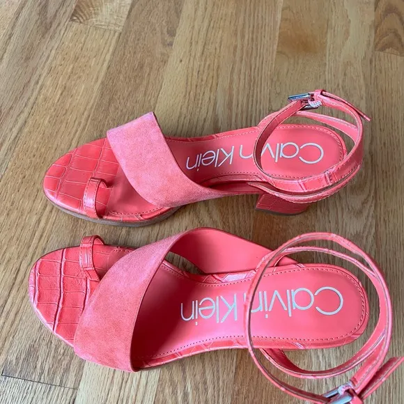 New Calvin Klein Coleen Slingback Sandals Coral Pink Size 9.5M