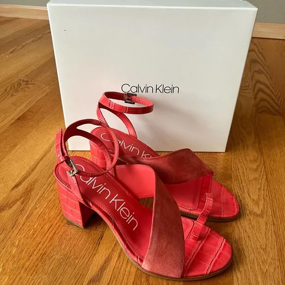 New Calvin Klein Coleen Slingback Sandals Coral Pink Size 9.5M