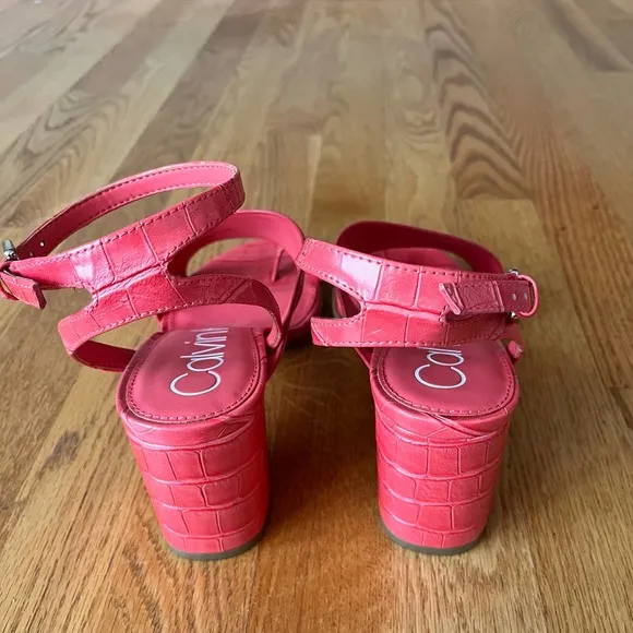 New Calvin Klein Coleen Slingback Sandals Coral Pink Size 9.5M