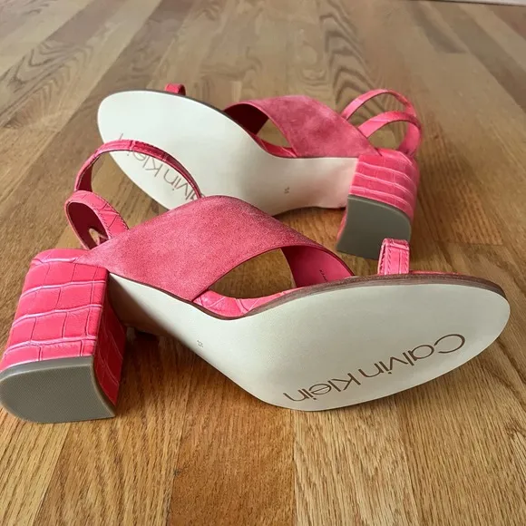 New Calvin Klein Coleen Slingback Sandals Coral Pink Size 9.5M
