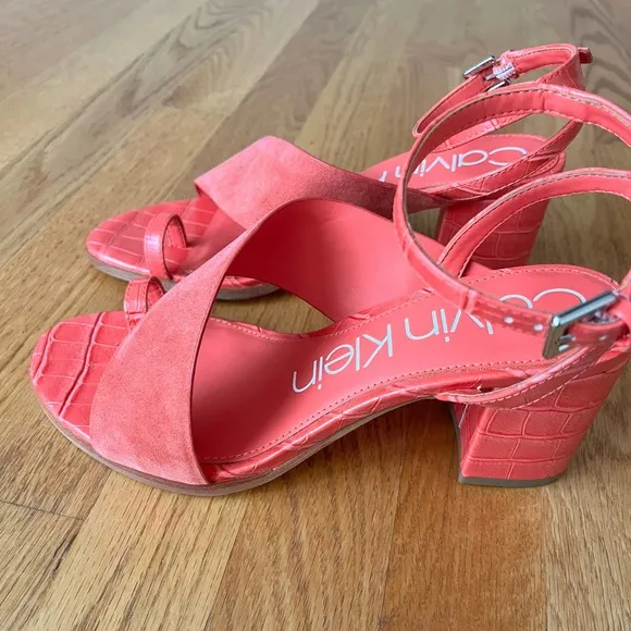New Calvin Klein Coleen Slingback Sandals Coral Pink Size 9.5M