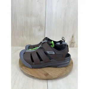 NEW Crocs Yukon Fisherman Brown Leather Closed Toe Sandals Mens Size 10