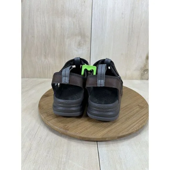 NEW Crocs Yukon Fisherman Brown Leather Closed Toe Sandals Mens Size 10