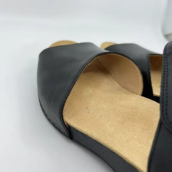 NEW DANSKO Tracy BLACK LEATHER COMFORT‎ PEEP TOE SANDALS WOMEN 42 11.5-12