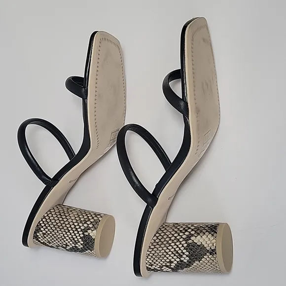 New, Dolce Vita Nole leather snakeskin heeled black sandals women's size 10