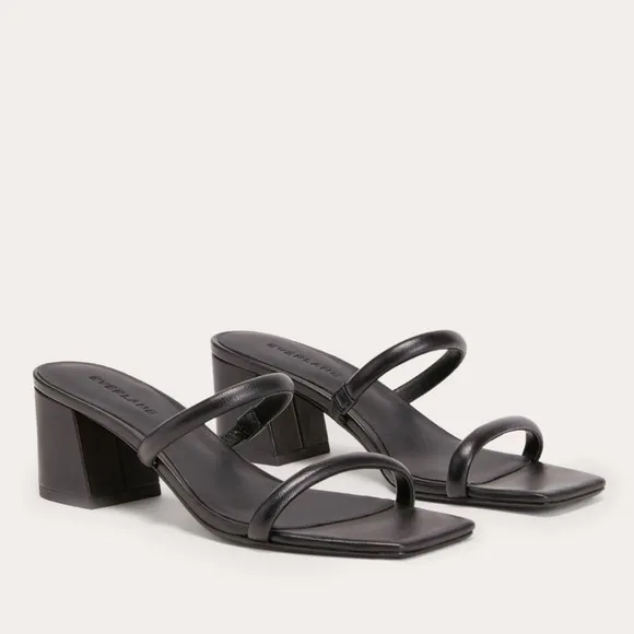NEW Everlane Black Lesther Double Strap Heel Sandal in Size 8