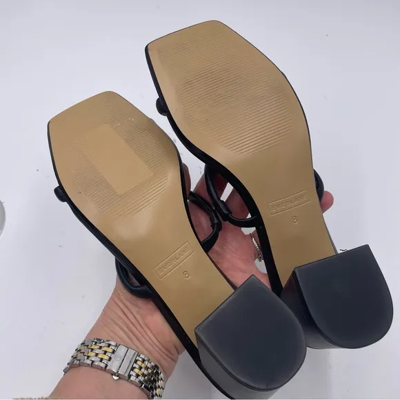 NEW Everlane Black Lesther Double Strap Heel Sandal in Size 8