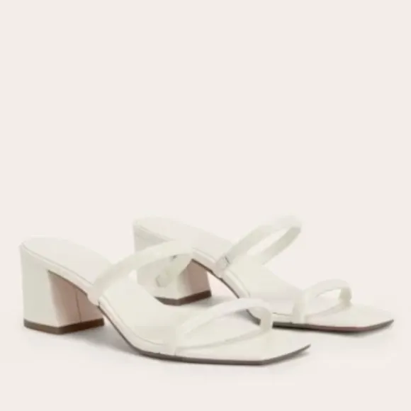 NEW Everlane Cream White Lesther Double Strap Heel Sandal in Size 6