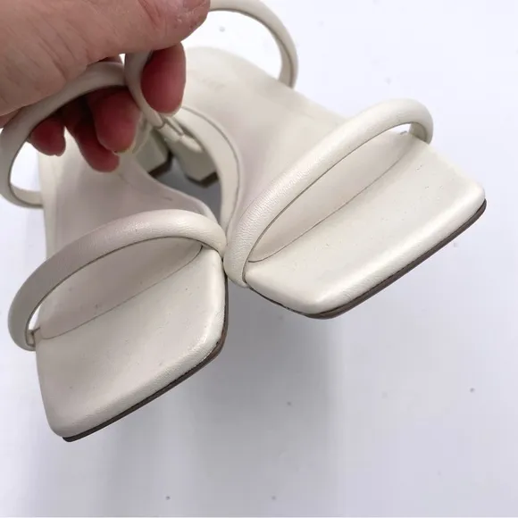 NEW Everlane Cream White Lesther Double Strap Heel Sandal in Size 6