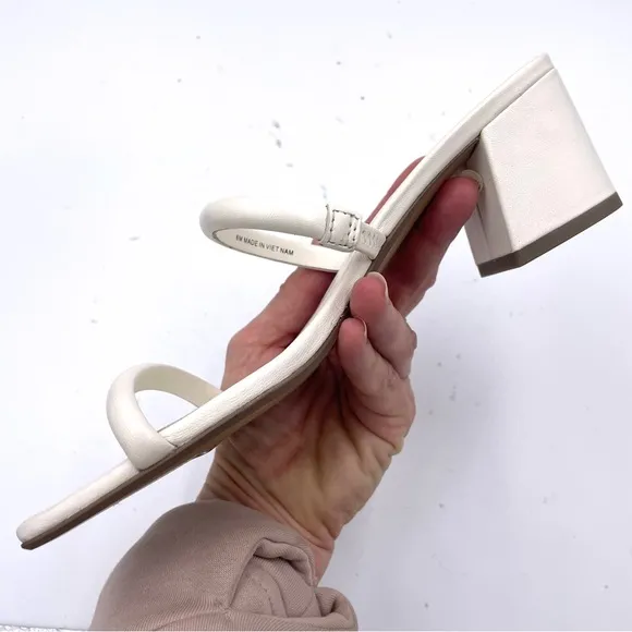 NEW Everlane Cream White Lesther Double Strap Heel Sandal in Size 6
