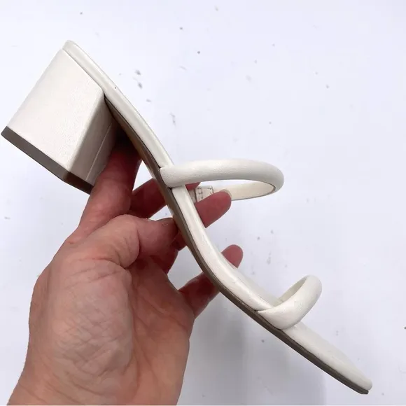 NEW Everlane Cream White Lesther Double Strap Heel Sandal in Size 6