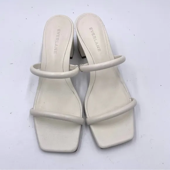 NEW Everlane Cream White Lesther Double Strap Heel Sandal in Size 6