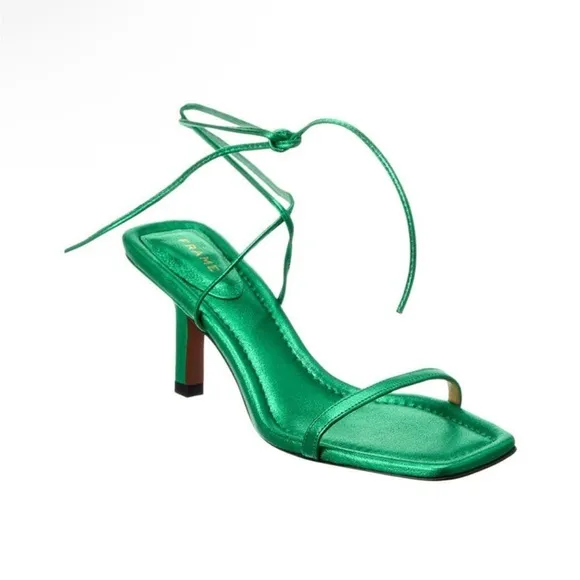 New Frame green Le Ozzie Metallic Ankle-Tie Sandals