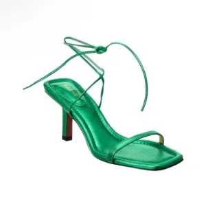 New Frame green Le Ozzie Metallic Ankle-Tie Sandals