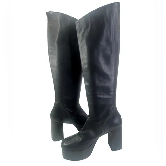 NEW Free People Lucy Tall Black Platform Heeled Boots Size 40/10