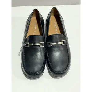 New Geox Respira Boy's  Black Leather Loafers Sz 38 (US 7.5) Casual Dress Preppy