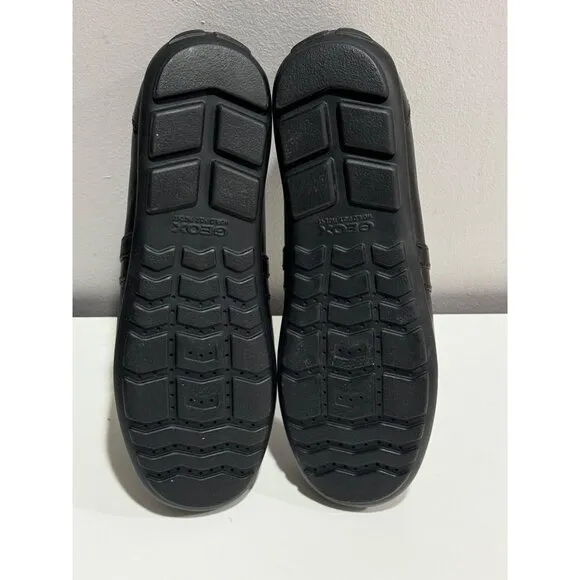 New Geox Respira Boy's  Black Leather Loafers Sz 38 (US 7.5) Casual Dress Preppy