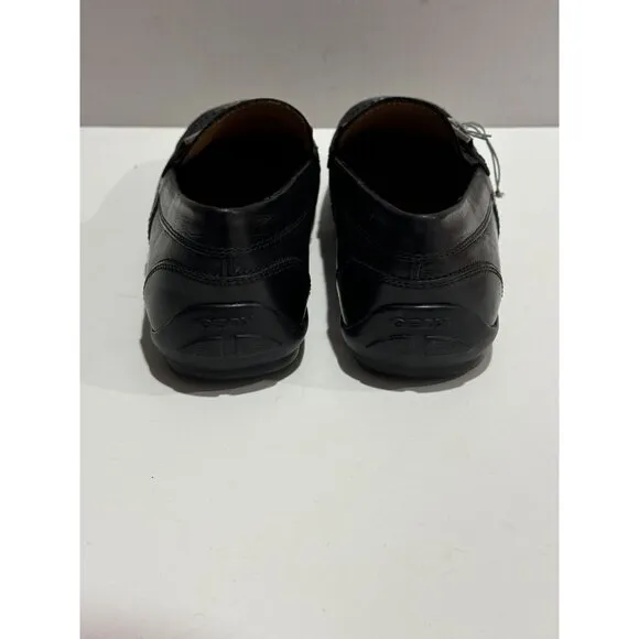 New Geox Respira Boy's  Black Leather Loafers Sz 38 (US 7.5) Casual Dress Preppy