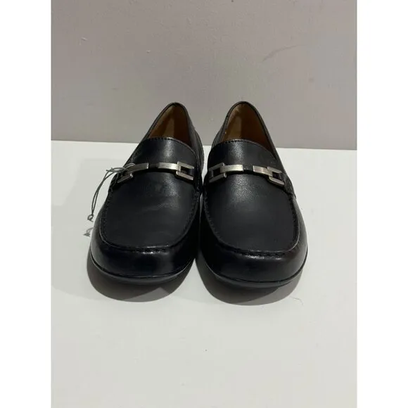 New Geox Respira Boy's  Black Leather Loafers Sz 38 (US 7.5) Casual Dress Preppy
