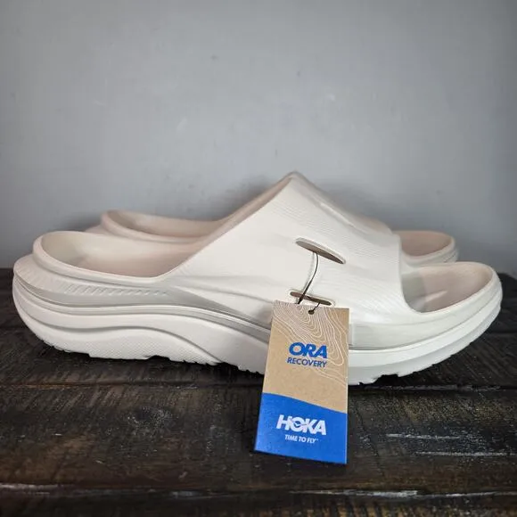 NEW HOKA One One Ora Recovery Slides 3 Mens Size 12 Comfy Sandals Vanilla Cream