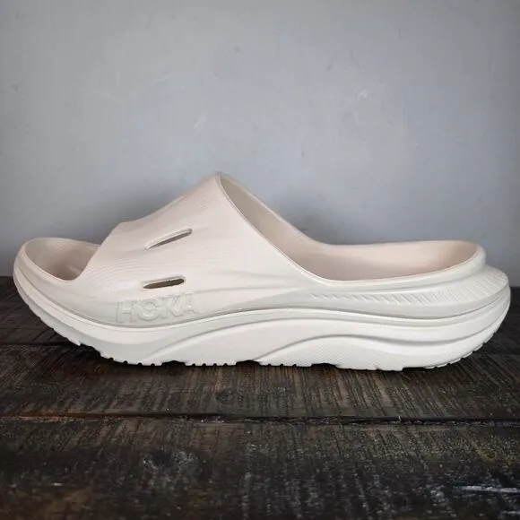 NEW HOKA One One Ora Recovery Slides 3 Mens Size 12 Comfy Sandals Vanilla Cream