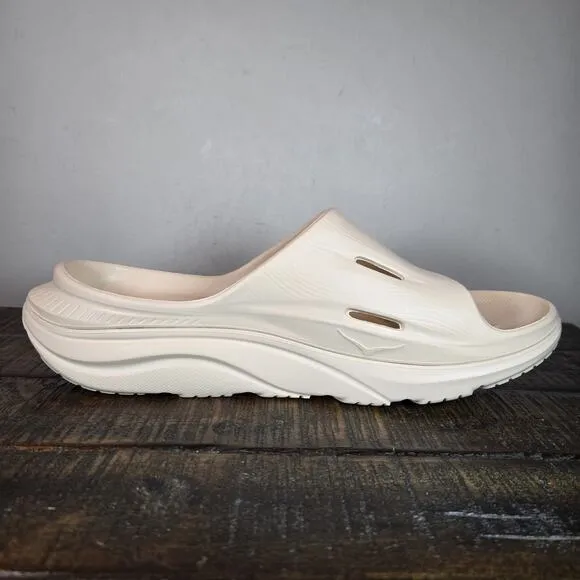 NEW HOKA One One Ora Recovery Slides 3 Mens Size 12 Comfy Sandals Vanilla Cream
