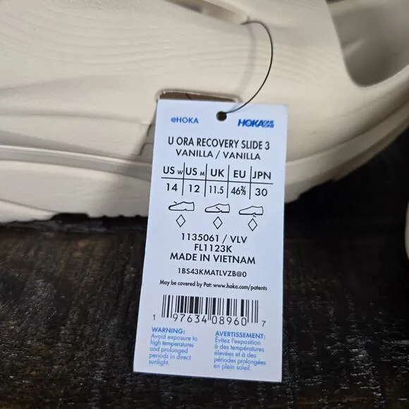 NEW HOKA One One Ora Recovery Slides 3 Mens Size 12 Comfy Sandals Vanilla Cream