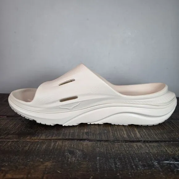 NEW HOKA One One Ora Recovery Slides 3 Mens Size 12 Comfy Sandals Vanilla Cream