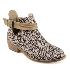 New Journee Collection Animal Print Strap Buckle Accent Round Toe Ankle Booties
