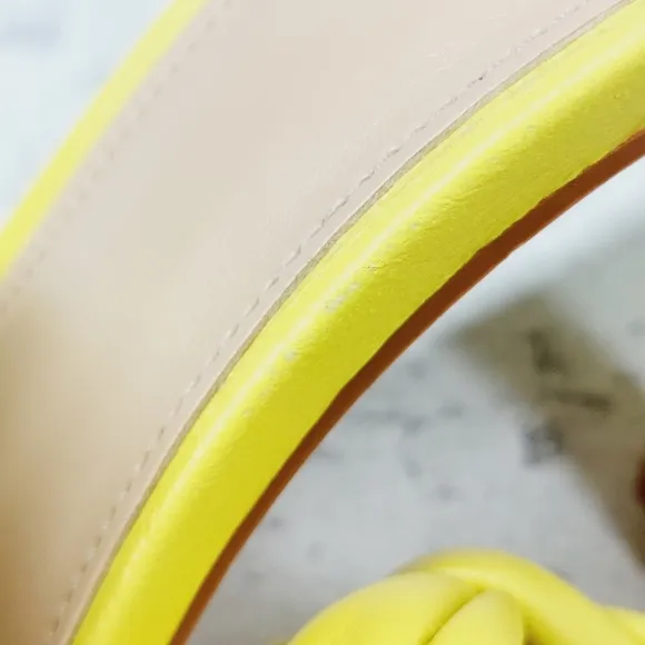 NEW Marc Fisher Draya Yellow Braided Leather Square Toe Slide Heel Sandals M1019