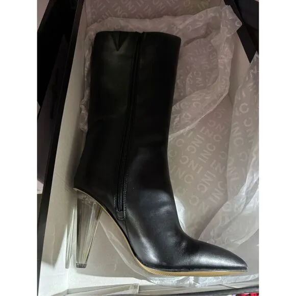 New Mateo for INC Black  International Concepts Charlotte Heeled Boots Size 10 N