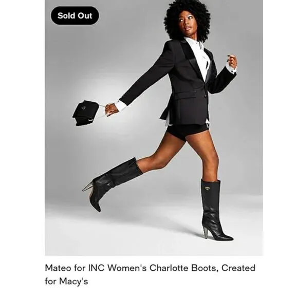 New Mateo for INC Black  International Concepts Charlotte Heeled Boots Size 10 N
