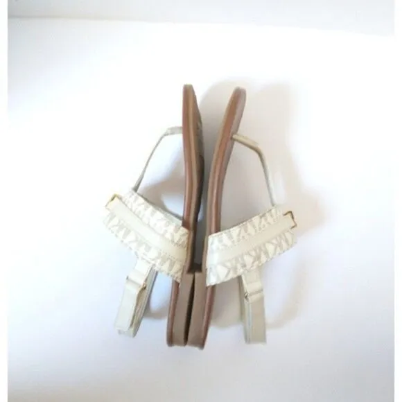 New! MICHAEL KORS Little Girls Jaliyah MK Logo T-Strap Sandals Shoe Vanilla NWOB