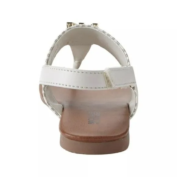 New! MICHAEL KORS Little Girls Jaliyah MK Logo T-Strap Sandals Shoe Vanilla NWOB