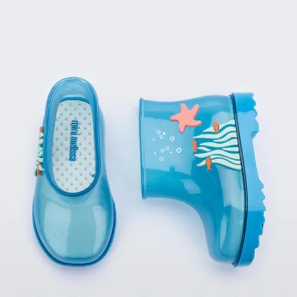 NEW Mini Melissa Baby Toddler Under The Sea Waterproof Starfish Seaweed Wellies
