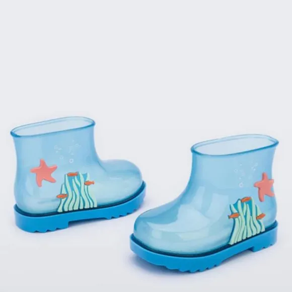 NEW Mini Melissa Baby Toddler Under The Sea Waterproof Starfish Seaweed Wellies