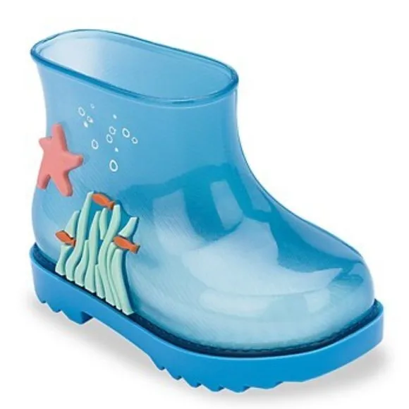 NEW Mini Melissa Baby Toddler Under The Sea Waterproof Starfish Seaweed Wellies