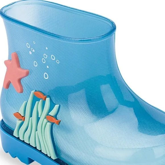 NEW Mini Melissa Baby Toddler Under The Sea Waterproof Starfish Seaweed Wellies