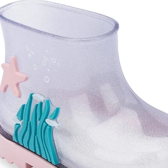 NEW Mini Melissa Baby Under The Sea Waterproof Starfish Ocean Glitter Wellies