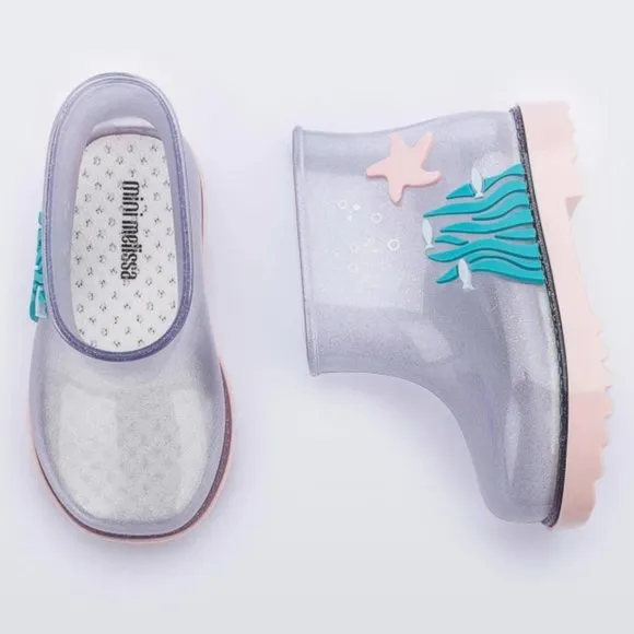 NEW Mini Melissa Baby Under The Sea Waterproof Starfish Ocean Glitter Wellies