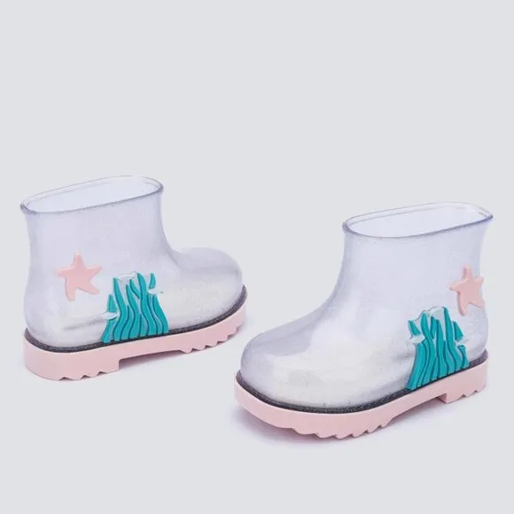 NEW Mini Melissa Baby Under The Sea Waterproof Starfish Ocean Glitter Wellies