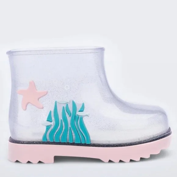 NEW Mini Melissa Baby Under The Sea Waterproof Starfish Ocean Glitter Wellies
