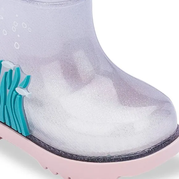 NEW Mini Melissa Baby Under The Sea Waterproof Starfish Ocean Glitter Wellies