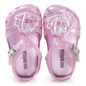 NEW MINI MELISSA Kid Aranha Pink Pearlescent Seashell Shine Closed Toe Fisherman