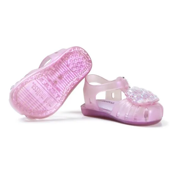NEW MINI MELISSA Kid Aranha Pink Pearlescent Seashell Shine Closed Toe Fisherman
